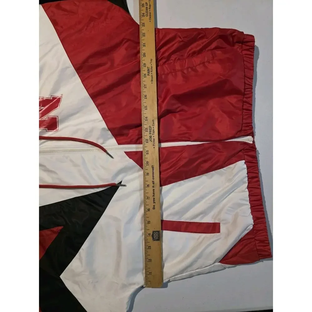 VINTAGE Nebraska Huskers Starter Jacket Mens Red White Black Hooded Windbreaker